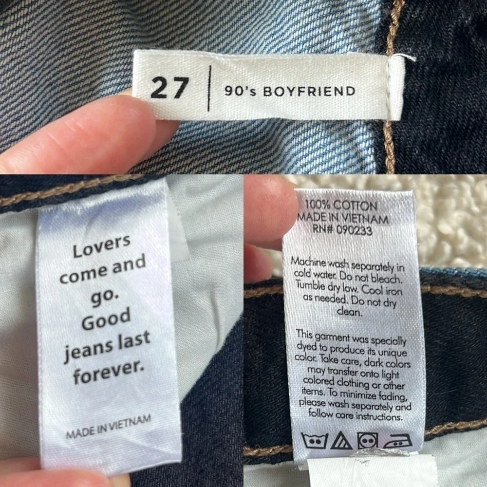 PACSUN Blue and Black Paneled Boyfriend High-Rise Jeans NWT Size 27